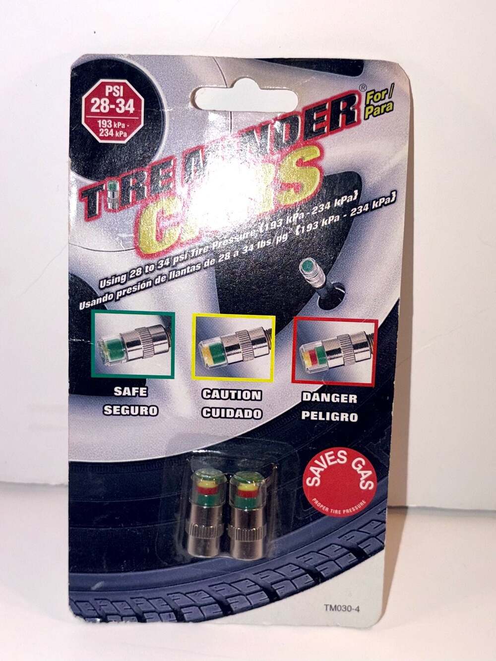 Tire Minder Safety Pressure Indicator 28-34 PSI Valve Caps (2-Pack)